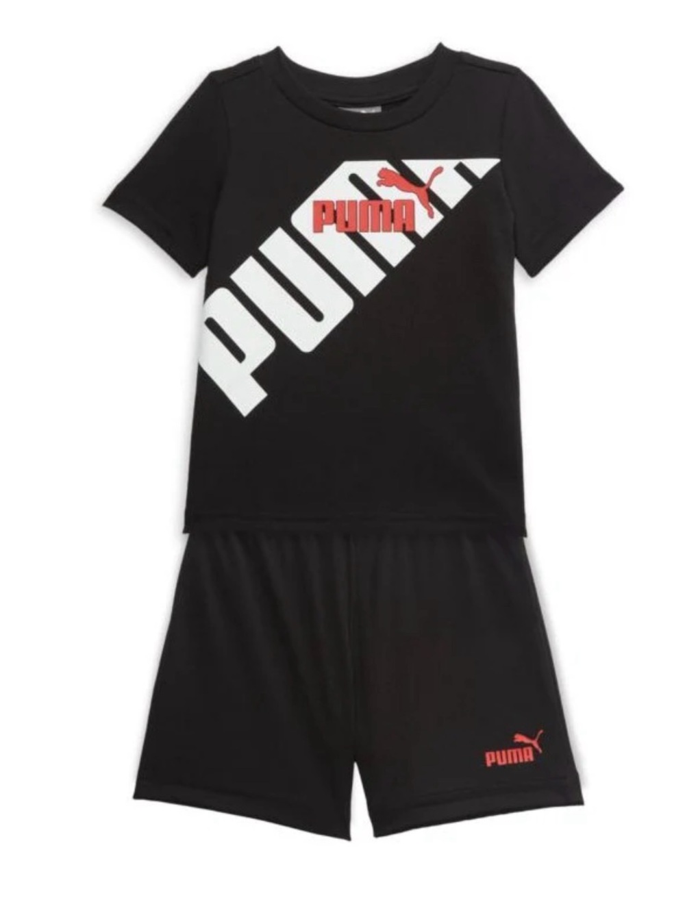 2pc Puma short sleeve shirt with black jersey shorts for boys/ Size: 0/3 months